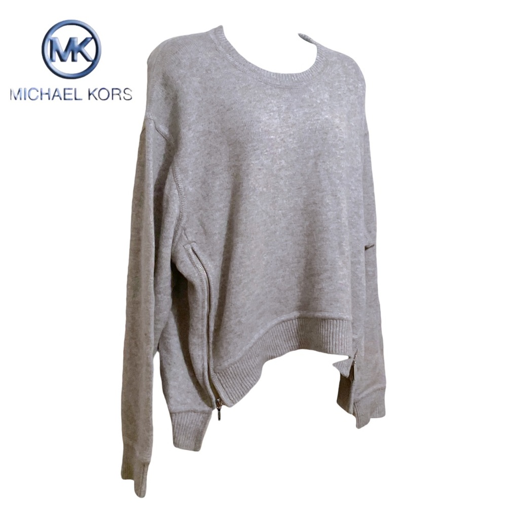 ✨ NWT MICHAEL KORS | WMNS 100% CASHMERE HI-LO SWEATER W/ ZIPPERS | $395 | LARGE
